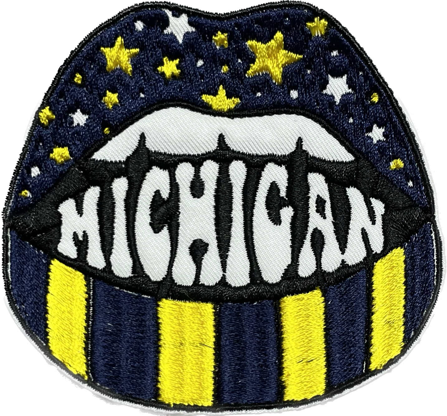 Michigan Starry Lips Embroidered Patch- Choose Sew or Iron On