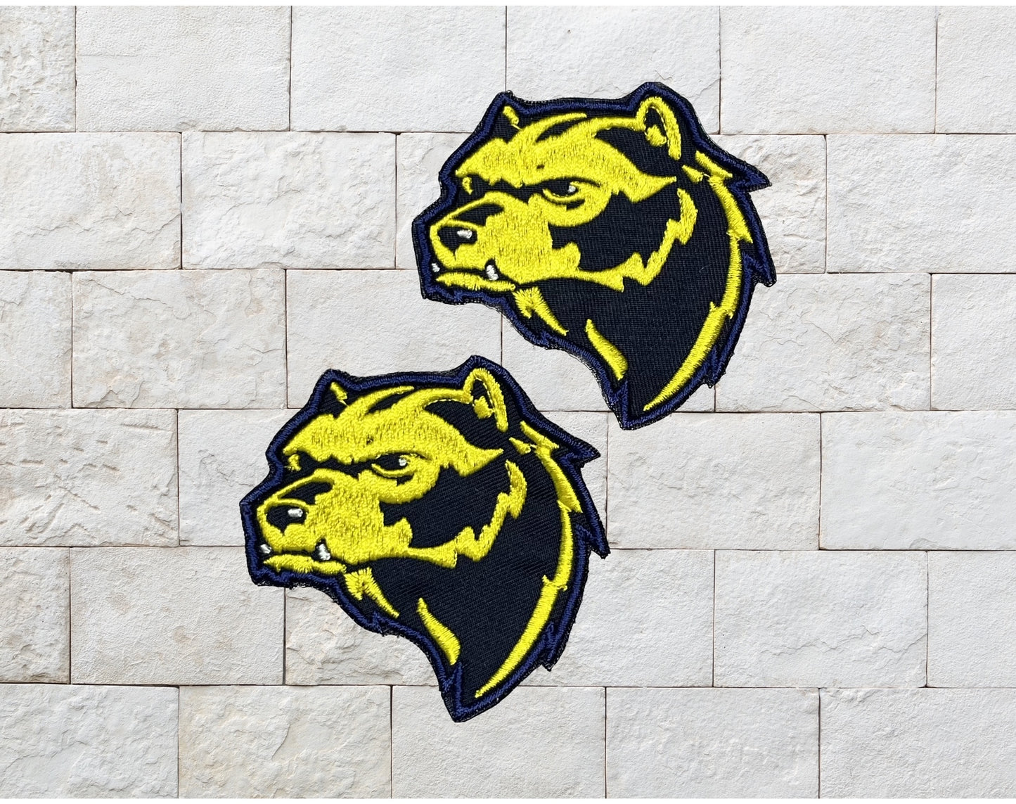 Michigan Wolverine Head Custom Embroidered Patch SET OF TWO- Choose Sew or Iron On